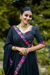 LNB1403 Georgette Plain With Sequins And Thread Embroidery Work Lehenga With Blouse Dupatta Exporters In India
